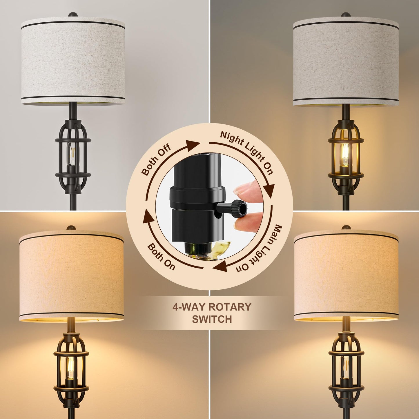 G-SAFAVA 62.5" Floor Lamp for Living Room Industrial Black Standing Tall Lamps for Bedroom Mid Century Modern Corner Floor Lamps for Office Nursery Reading Light Room Lamp, Bulbs Included