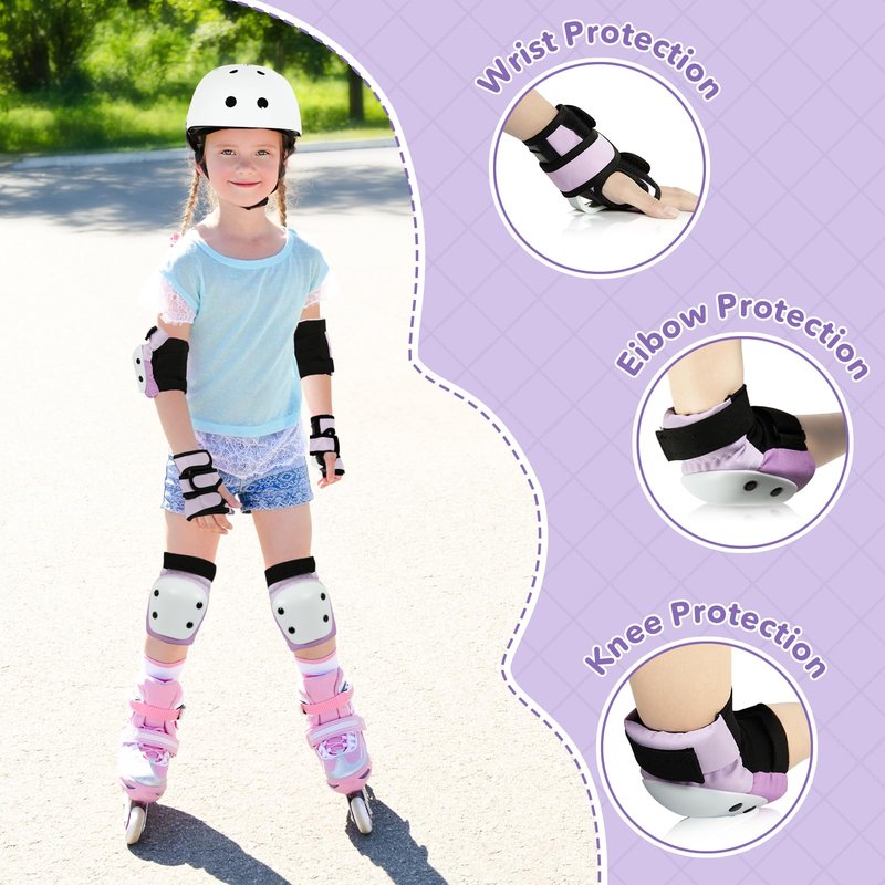 Fotoumgl Kids Helmet and Knee Elbow Pads, Adjustable Toddler Protective Gear Set for Girls Boys Ages 3-10 for Rollerskating, Rollerblading
