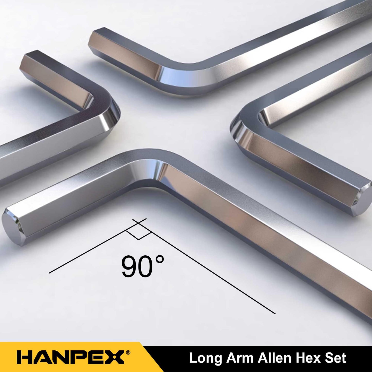 Hanpex Long Arm Hex Key Allen Wrench Set with Ball End, Ball-End Hex Allen Key, Allen Wrench Set Chrome Vanadium Steel(Cr-V), Tamperproof TORX L- Key Set (9Pc Imperial)