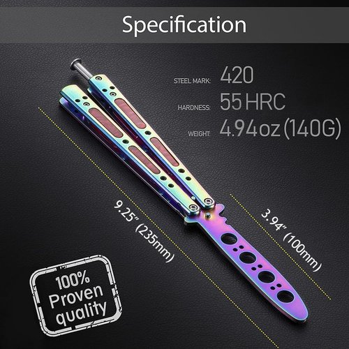 Grand Way Butterfly Trainer - 2025 Practice Balisong Knife | Dull Blade for Safe Trick Training - K-06 N