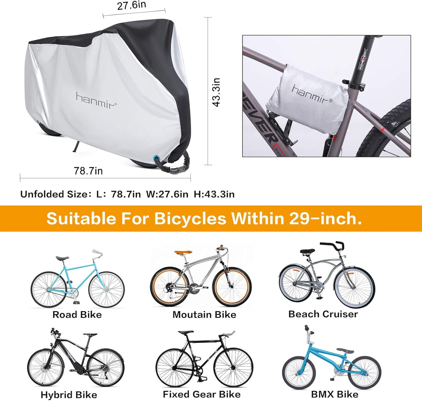 Skiennix Waterproof Bike Cover - Heavy Duty Protection Against Rain, Snow & UV | Fits Mountain & Road Bikes