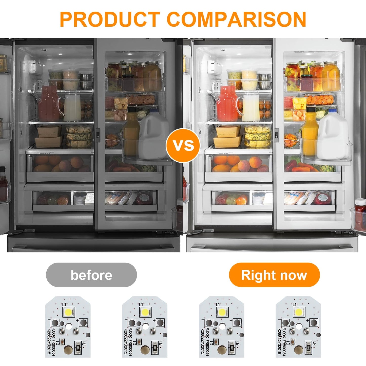 WR55X11132 Refrigerator LED Light for GE Refrigerator LED Light Assembly Replacement WR55X25754 3033142 AP5646375 PS4704284, No-Include Plastic Cover, Waterproof (4 Pack)