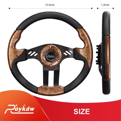 Roykaw Golf Cart Steering Wheel Compatible with EZGO TXT/RXV, Club Car DS/Precedent/Tempo, Yamaha and Most Golf Cart Models