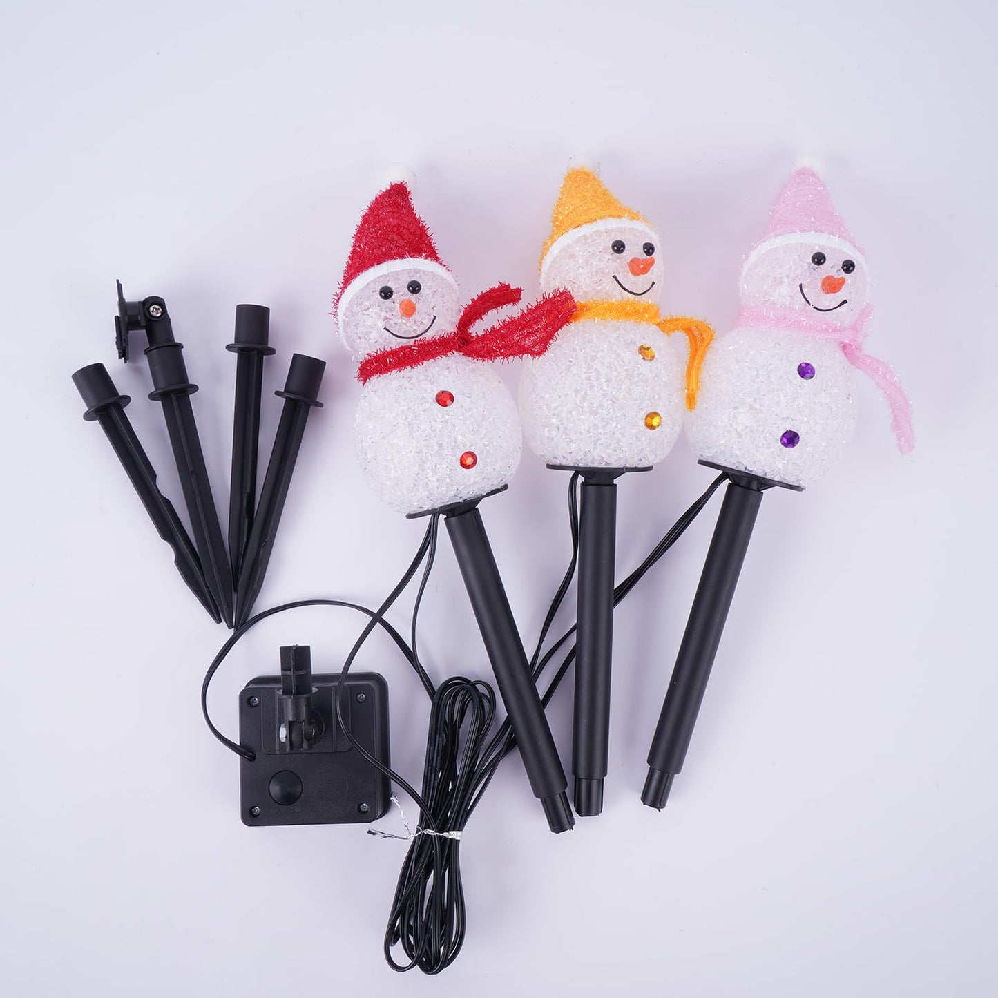 TAILERRI Solar Christmas Pathway Lights Outdoor Decor, Set of 3 Led Snowman Stake Lights, Waterproof Walkway Landscape Light for Winter Yard, Garden, Solar Christmas Decorations