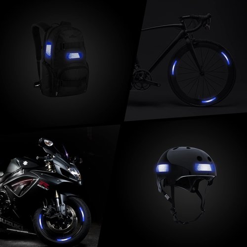 LOOM Reflective Stickers for Bikes Rims | 18pc Blue | Reflective Tape for Motorcycle Helmet Decals and Bike Reflectors | Hi Vis Bicycle reflectors, Mailbox Stickers