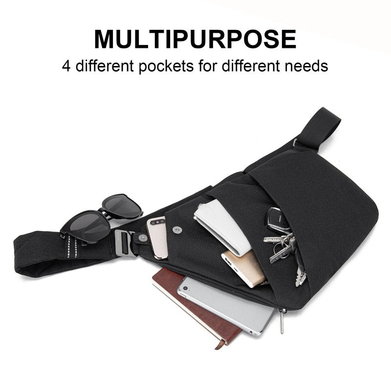 OSOCE Crossbody Sling Bag, Water-Resistant Anti Theft Chest Pack, Minimalist Commuter Daypack for Travel Hiking Work, Black, Small