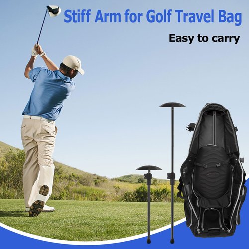 Greeily Golf Travel Bag Support Pole, 33"-60" Golf Club Travel Protector Stick for Bag Telescopic Adjustable Airlines Stiff Arm Club Protector Metal Pole (Black)
