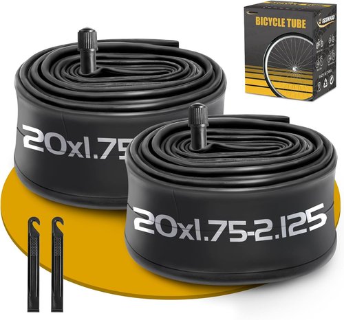 20 Inch Bike Tube by [Brand Name] - Durable Butyl Rubber with Schrader Valve | 2 Pack with Tire Levers