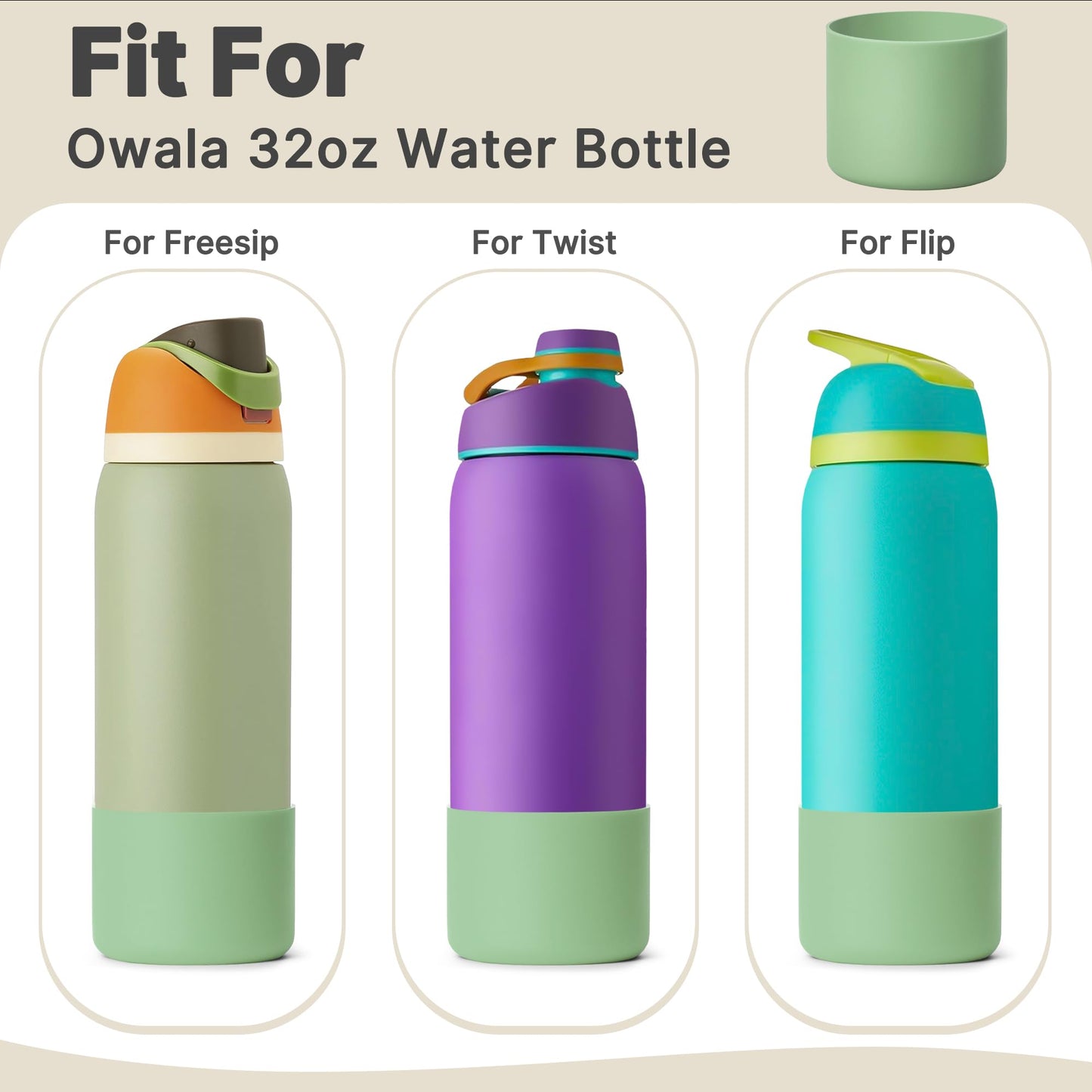 Lpaacat Boot for Owala 32 oz Twist/FreeSip/Flip Stainless Steel Water Bottle, Silicone Rubber Bottom Protector for Owala 32 oz Water Bottle(Avocado)