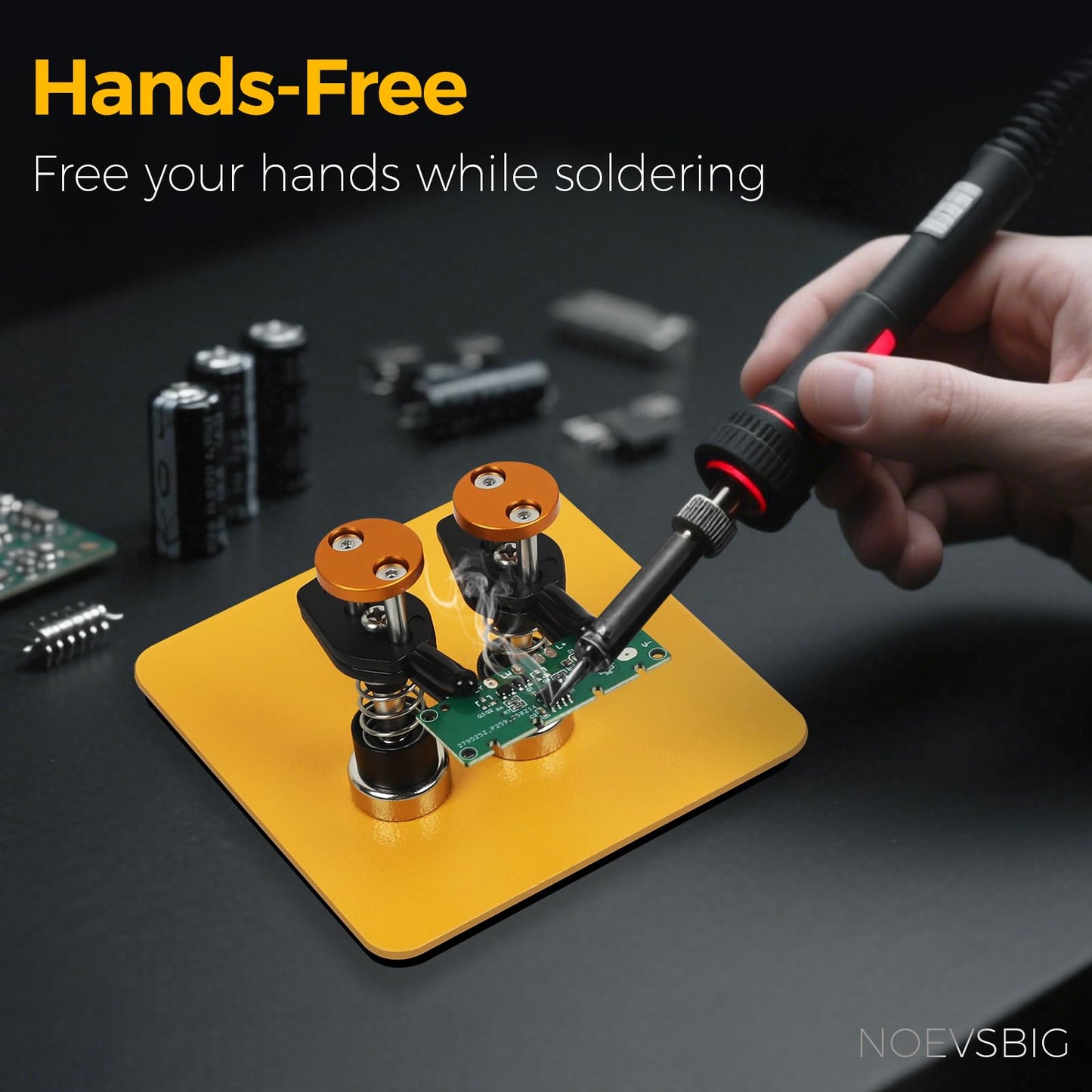Magnetic Helping Hands Clamp Metal, Adjustable Third Hand Soldering Holder Stand For Small Electronics, Hobby DIY, Craft, PCB Repair, Precise Work, Exclusive Dual-Head Ultra-Grip