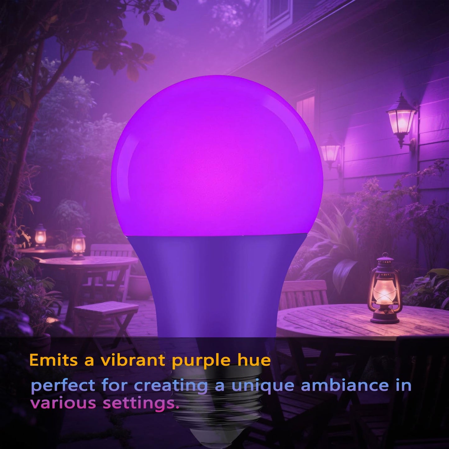 U4GLORY 4 Pack LED Purple Light Bulbs - A19 9W(60W Equivalent) E26 Base LED Purple Light Bulb for Party Decoration, Porch, Halloween Christmas Wedding, Home/Holiday Lighting, Decorative Illumination