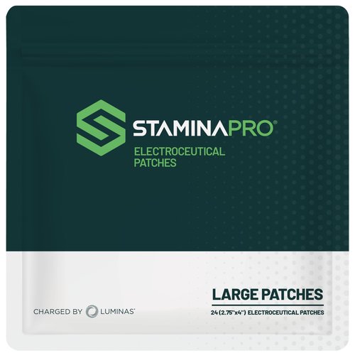 LUMINAS STAMINAPRO Patch - Water-Resistant Athletic Adhesive, Electroceutical Relief - Versatile Active Comfort, Long Lasting - Back, Joints, Knees, Hamstrings - 24 Pack (Large Tan Patches)