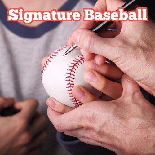 Baseball 12 Pack - Standard Size 9 Inch Leather Covered Training Balls for Practice & League Play