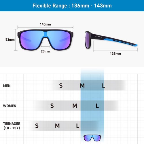 EYEGLAD MARS One-Piece Lifestyle Outdoor Polarized sunglasses UV400 Anti-Seawater Women Men Adult Teenager Running Fishing Hiking Sports (Racetrack Black)