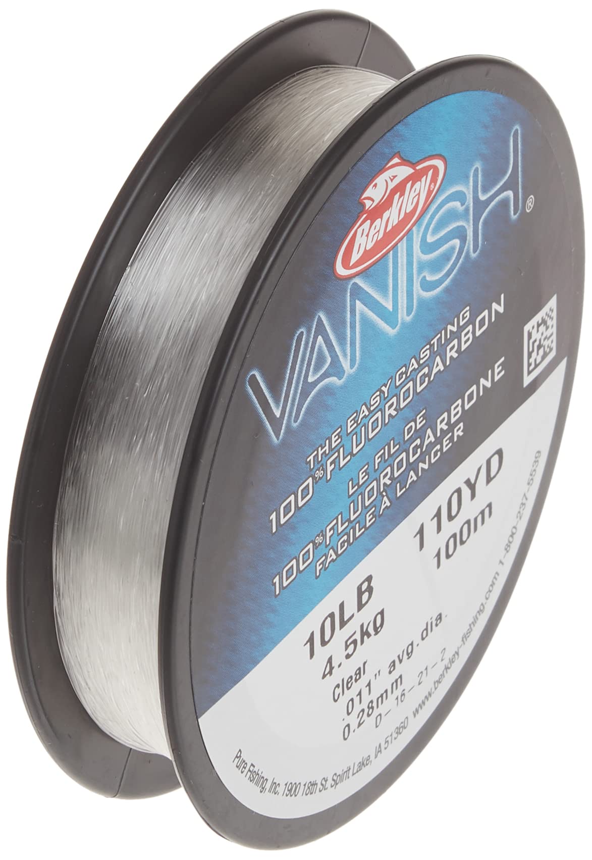 Berkley Vanish®, Clear, 10lb | 4.5kg, 110yd | 100m Fluorocarbon Fishing Line, Suitable for Saltwater and Freshwater Environments