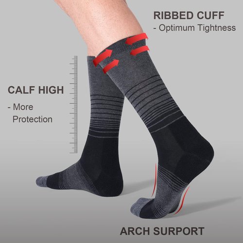 FITRELL Men's Merino Wool Hiking Socks - 4 Pack, Warm Thermal, Cushioned & Lightweight Boot Crew Socks