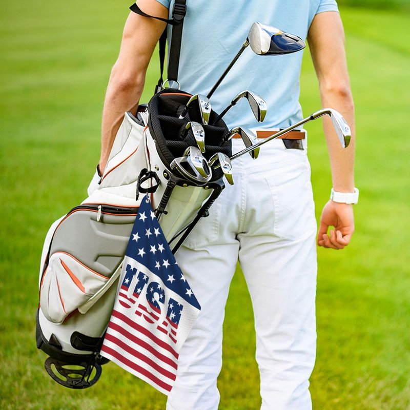 BJQ USA Golf Towel American Flag Golf Towel with Carabiner Clip Microfiber Towel for Golf Bags Men and Women Golf Accessories