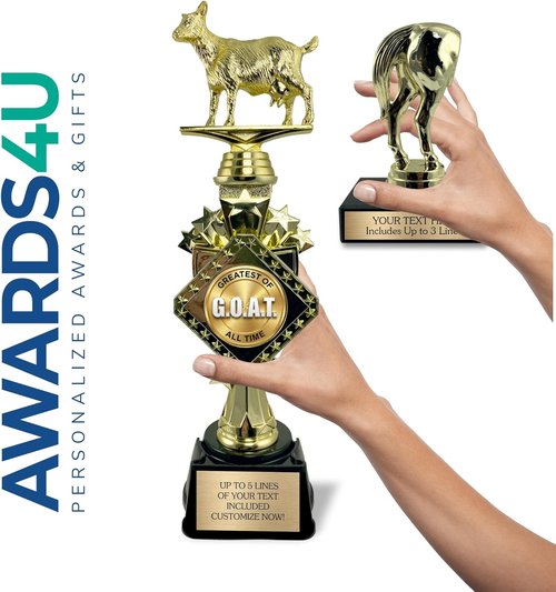 Awards4U Goat and Horse Butt Trophy Set - Personalized First and Last Place Trophies with Custom Plates