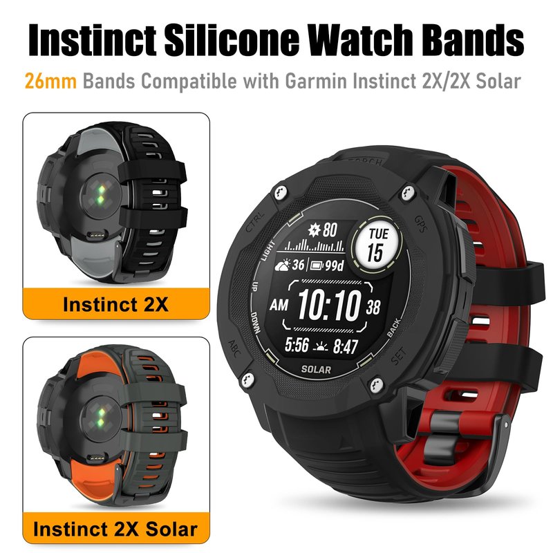 OVERSTEP for Garmin Instinct 2X Band, Soft Silicone Replacement Watch Strap Compatible with Garmin Instinct 2X Solar, Tactical GPS Smartwatch