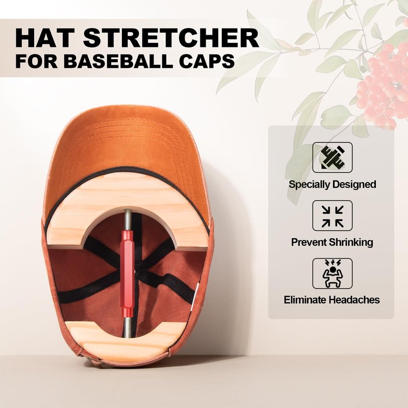 Tusirgre Hat Stretcher, Specifically Designed Hat Stretcher for Baseball Caps, Fitted Hats Jack for Hats Size 6 1/2 to 7 7/8, Fitted Ball Cap Jack, Solid Wood, Heavy Duty of Baseball Extender Widener
