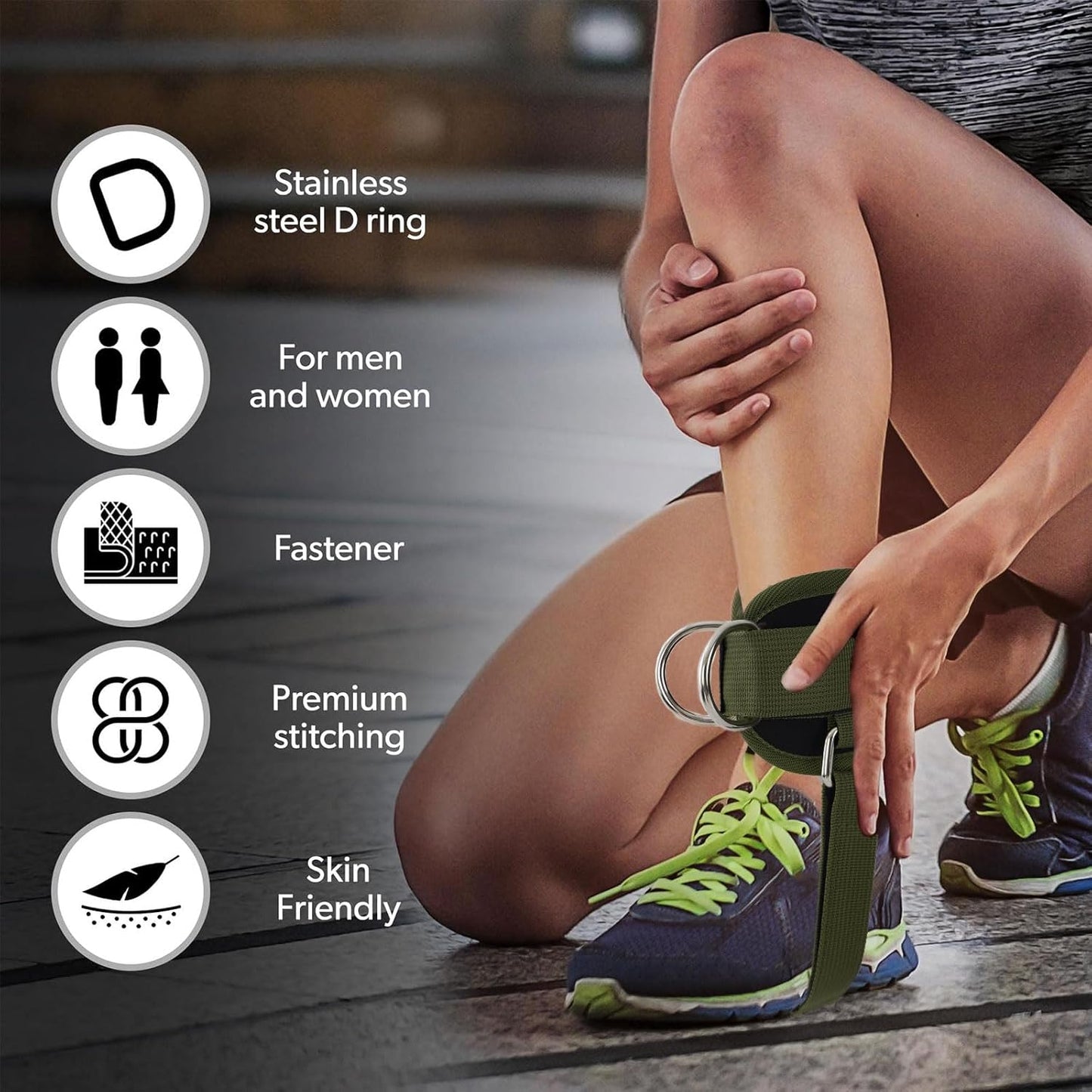 Skiennix Ankle Straps for Cable Machines - Adjustable Comfort Attachments for Glute Kickbacks & Leg Extensions
