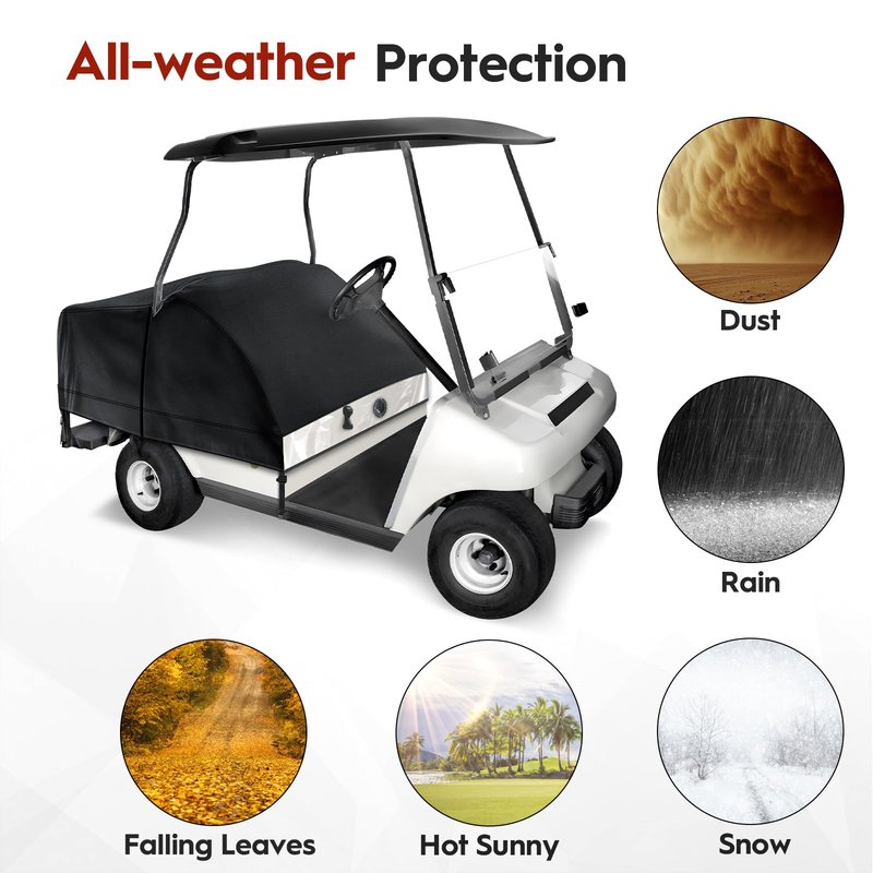 Mixsuper Golf Cart Seat Rain Cover for EZGO, Club Car, Yamaha Cart 2+2/4 Passengers with Transparent Windows 2+2 Seats Rain Covers, 7 Layers 600D Waterproof, Universal Fit, Golf Accessories