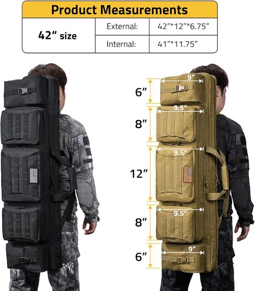 CVLIFE 42" Soft Rifle Case - Durable Double Long Gun Bag with Lockable Zipper & Backpack Strap for Outdoor Hunting