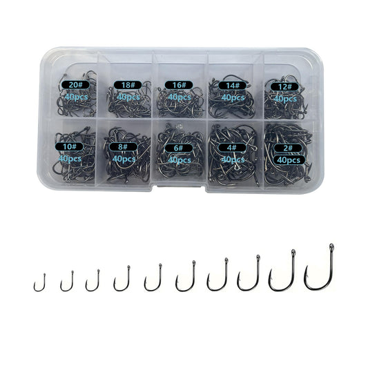 Dyxssm Small Fishing Hooks for Freshwater, 1000pcs 600pcs 400pcs Trout Fish Hook Set, 10 Sizes #2-#20 (400pcs (#2-#20), Black)