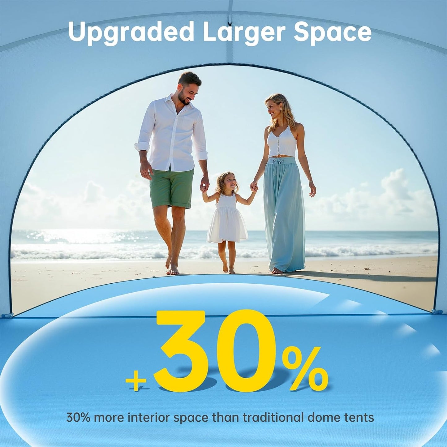 Raynesys Beach Tent - Portable Sun Shelter with UPF50+ UV Protection for 1-3 People | Blue Shade Tent