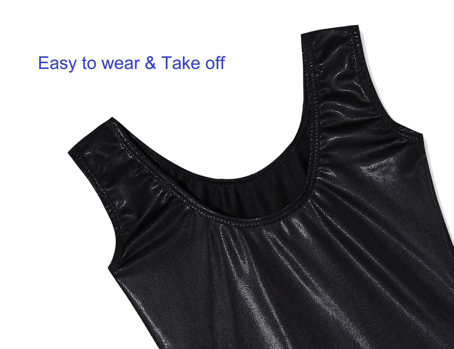 Domusgo Gymnastics Leotards for Girls 10-12 Years Old Black Sparkly One Piece Tumbling Outfits