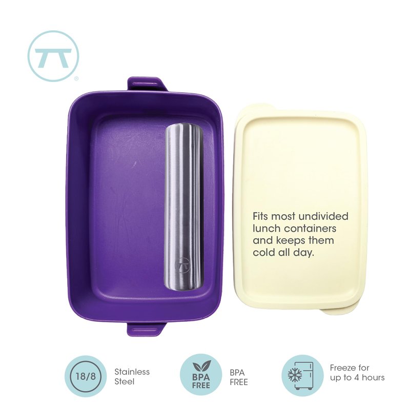 Outset Stainless Steel Cylinder Ice Packs, Set of 2 Reusable Travel and Lunch Box Coolers, 6.3" x 1.6”