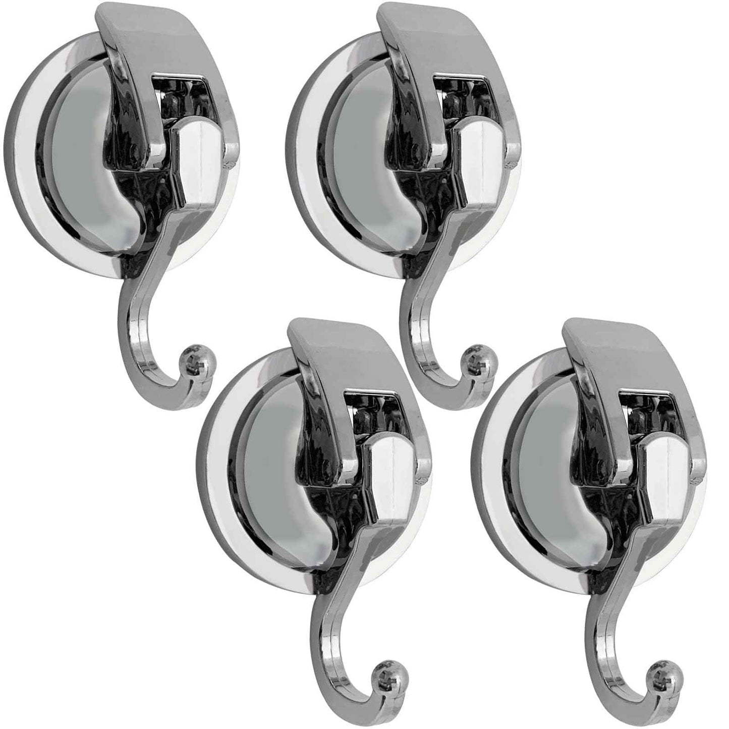 YSSILADI Suction Cup Hooks - Heavy Duty Glass, Reusable, No Hole Punched, for Bathroom Robe & Garland (Silver, 4 Pack)