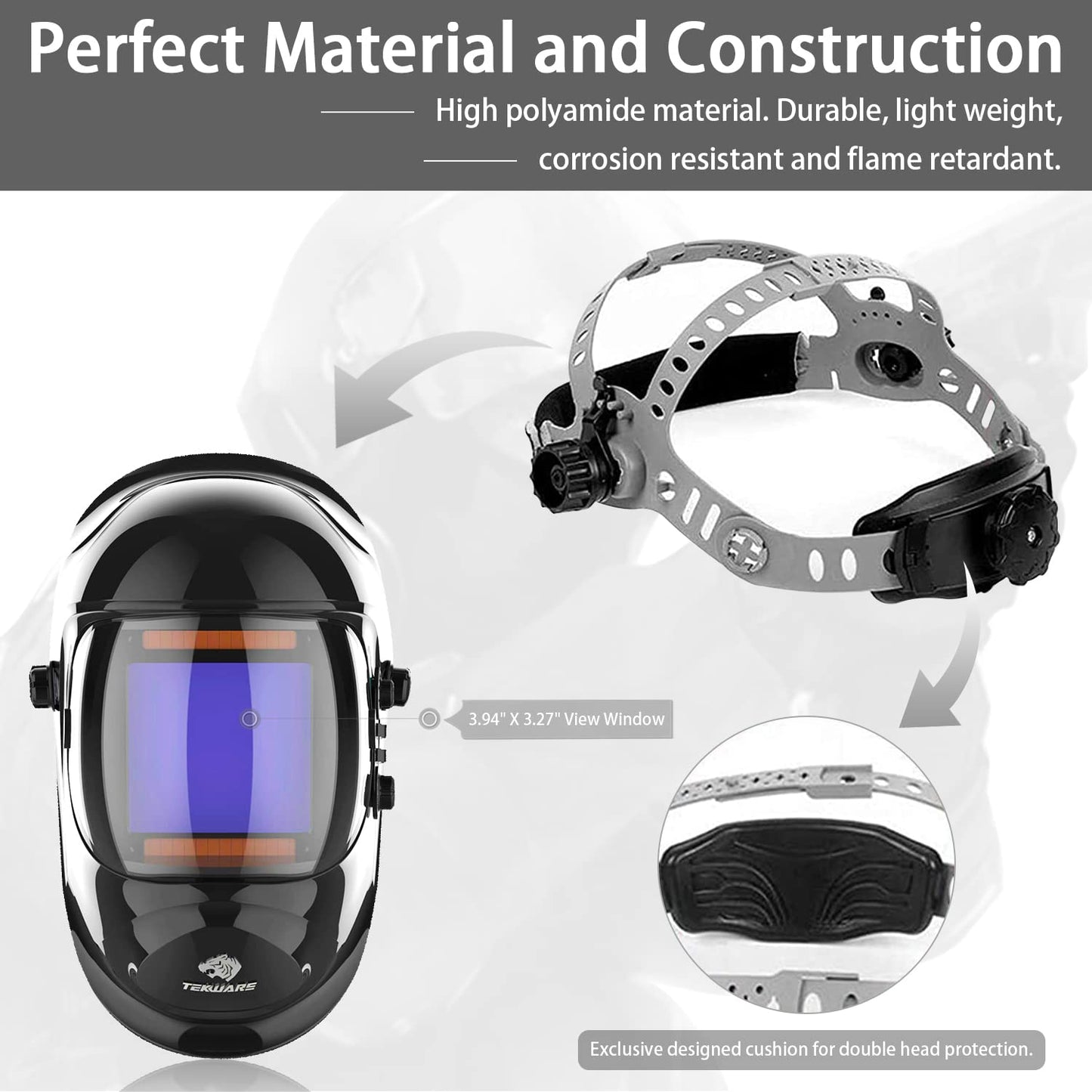 TEKWARE Large Viewing True Color Solar Powered Auto Darkening Welding Helmet, 4 Arc Sensor Wide Shade Range 4/5-9/9-13 Welder Mask for Mig Tig Arc Grinding Plasma(Eclipse)