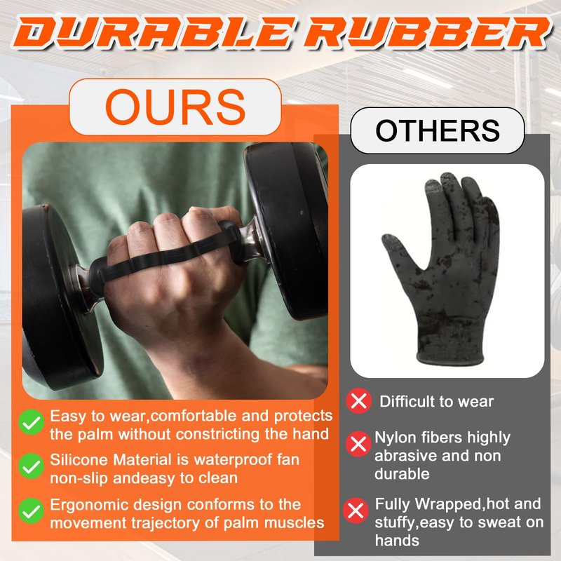 VZZNN 6 Pack Non-Slip Rubber Grips for Weight Lifting - 4 Hole Lifting Gloves with Storage Box for Men and Women Training Palm Protectors for Gym Intensive Training and Exercise (Black)