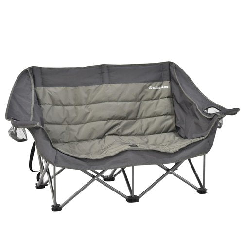 OUTSIDER Love seat Padded Lounge Chair, Oversized Folding Camping Sofa, Low Seat Double Camping Chair, Portable Outdoor Loveseat Supports 500 lbs for Beach, Tailgating, RV, Sports, Patio