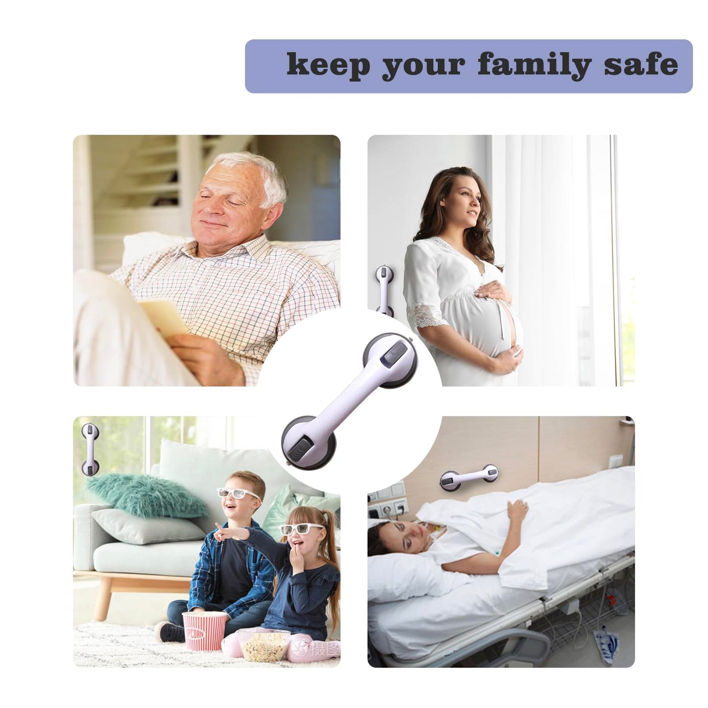 1 Pack Grab Bars for Showers - Shower Handle Strong Suction Shower Bar, Safety Grab Bars for Bathtubs and Showers Chair for Inside Shower Accessories, Bathroom Grab Bar for Seniors, Handicap,Elderly