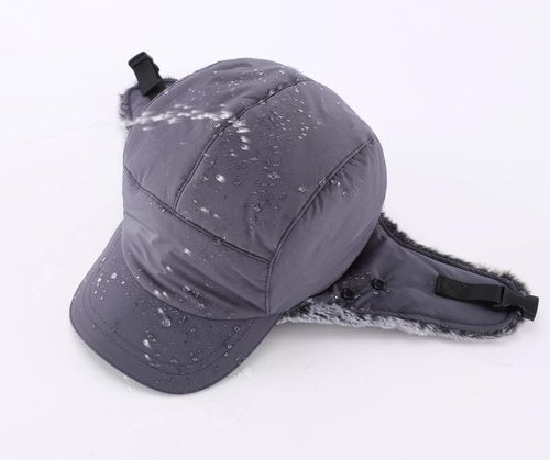 Home Prefer Waterproof Mens Faux Fur Trooper Trapper Hat Hunting Warm Winter Hat with Ear Flaps Visor Face Mask (US, Alpha, One Size, Dark Grey)