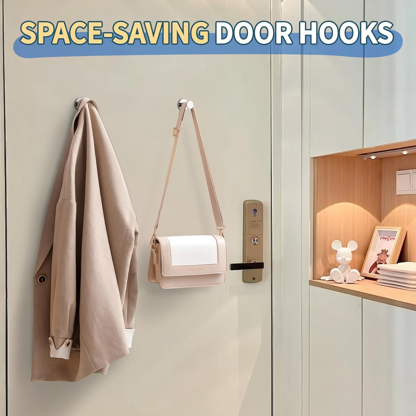 FINDMAG Magnetic Hooks for Cruise Cabins, 150lb Strong Magnetic Hooks Heavy Duty for Hanging, Powerful Cruise Door Magnets, Heavy Duty Magnets with Hooks for Coat, Wreath, Headphone, Silver, 2Pack