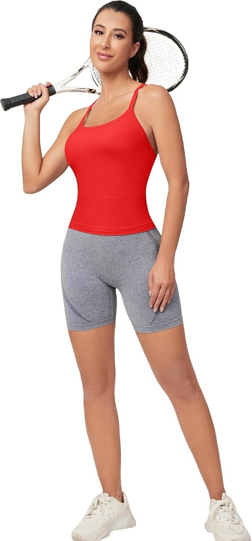 MathCat Workout Tank Top - Women's Sleeveless Gym Shirt with Built-In Bra | Seamless Racerback Design