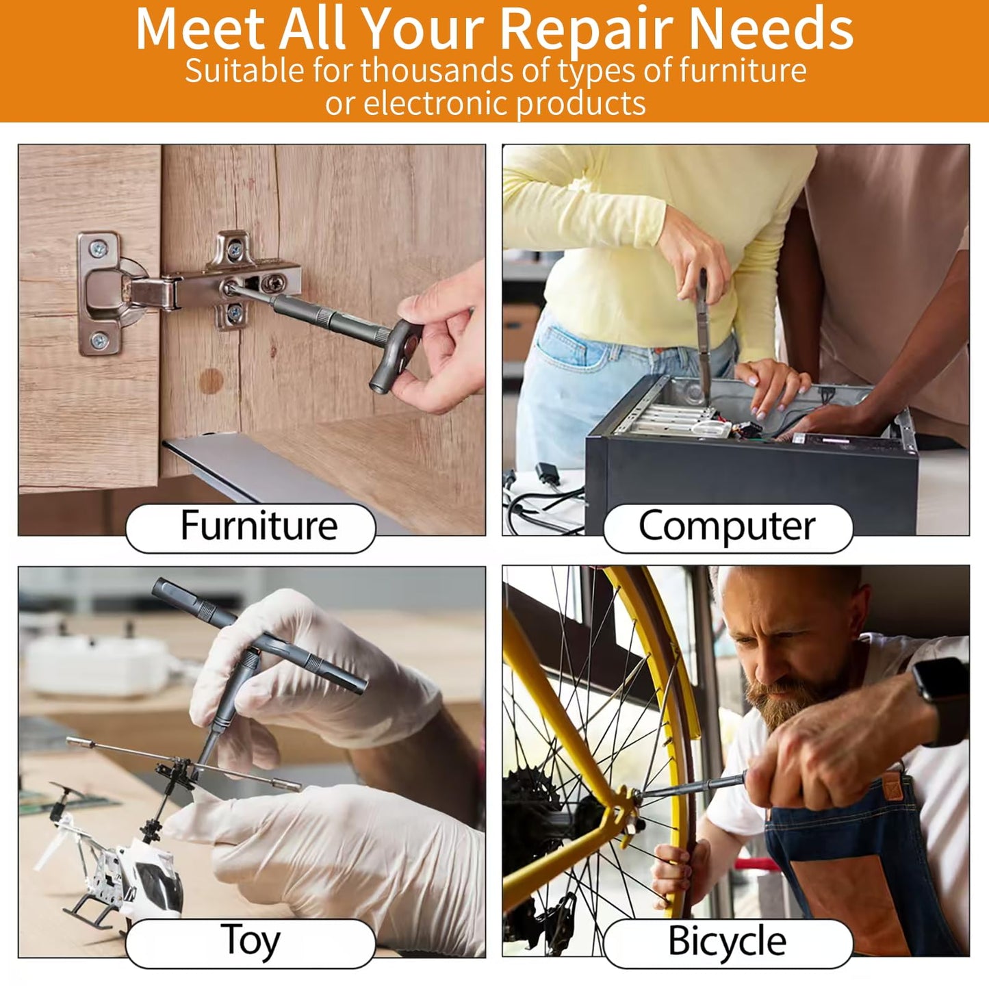 24 in 1 Magnetic Ratchet Screwdriver Set, Multi Bit DIY Magnetic Screwdriver Set with Detachable Ratchet Handle, Portable Precision Repair Tool Kit for Furniture, Electronics, Bicycle