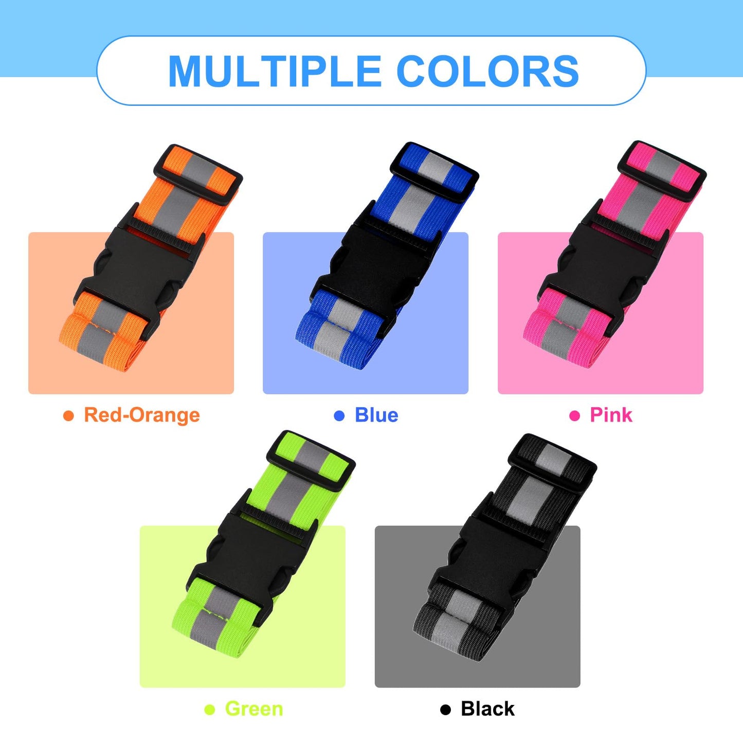 PATIKIL Adjustable Reflective Running Belt, Glow Pt Belt Sash for Cycling Walking