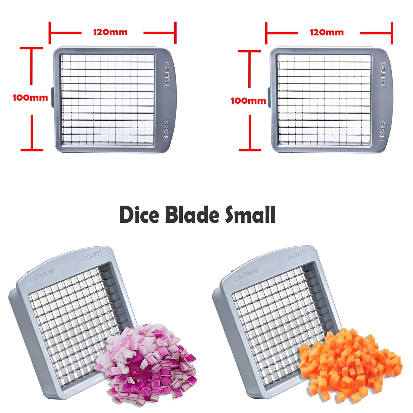 Replacement Dice Blades for Stainless Steel Vegetable Chopper -2 Small Grid Blades - Only applicable to "Moeuonb" brand, not applicable to other brands of vegetable chopper