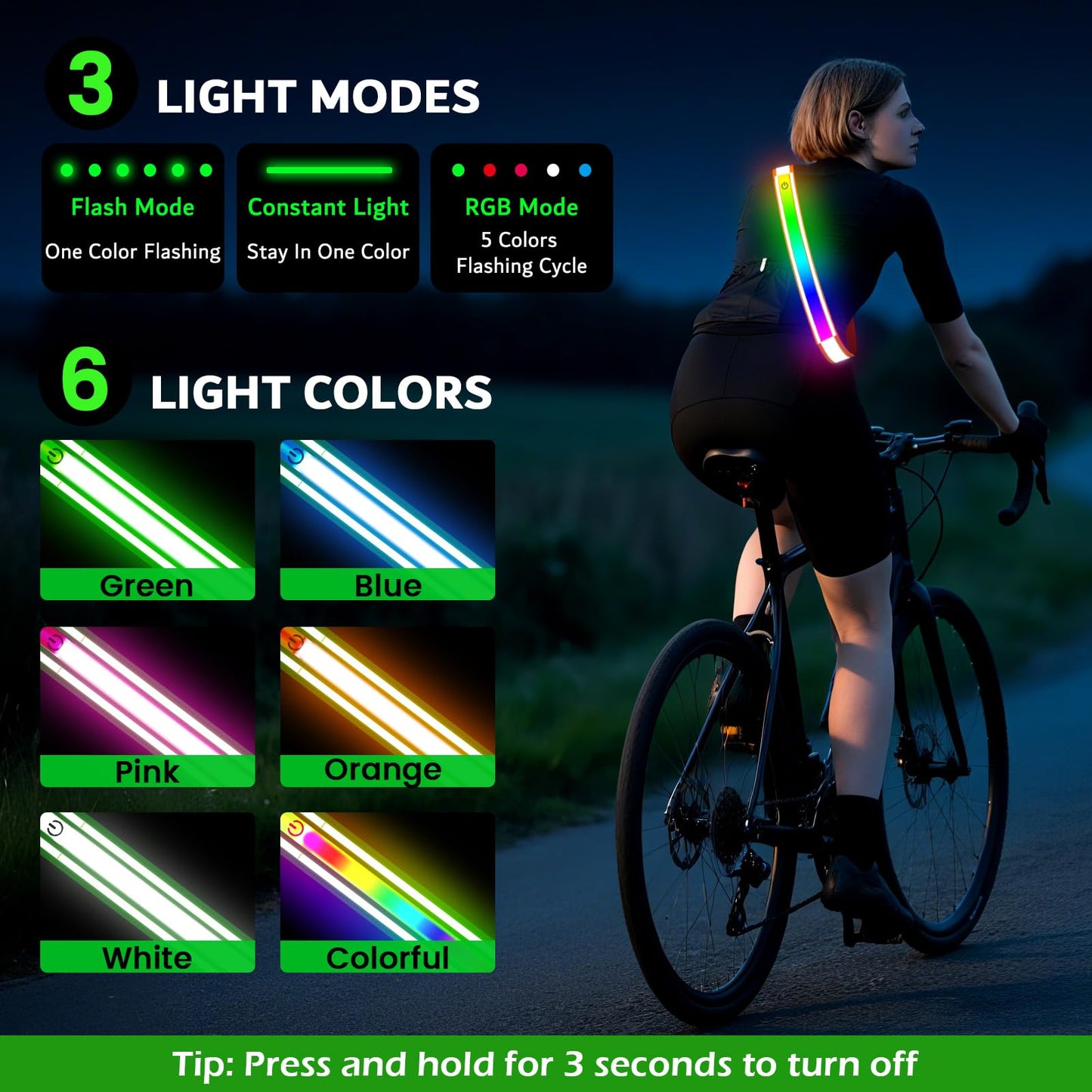 Reflective Sash Gear for Walking at Night,Flashing LED Reflective Belt Safety Lights for Walkers Night Dog Walking Biking Running,High Visibility Rechargeable With Wear 2 Ways for Men Women (Orange)