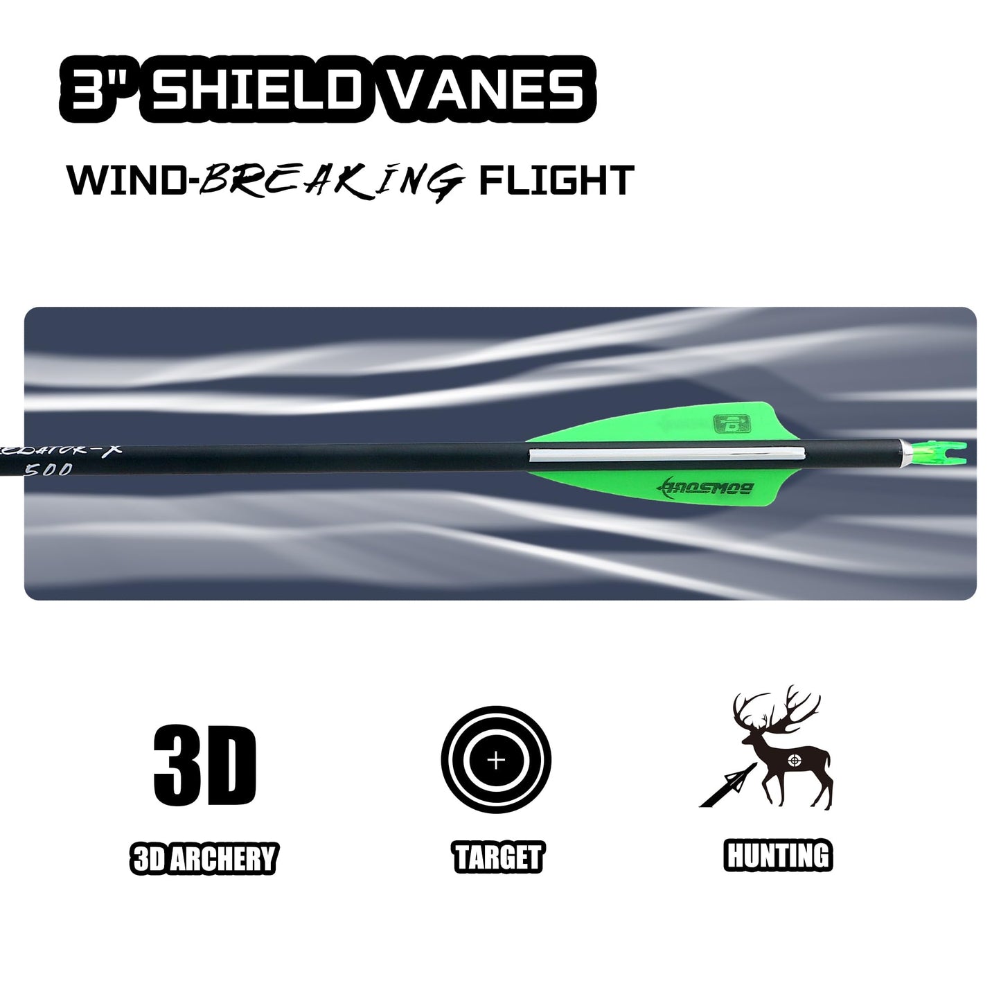 BOWSOUL 31Inch Carbon Arrows for Target Practice Hunting Arrow with Removable Tips for Compound & Recurve Bow(Pack of 12) (Green White)