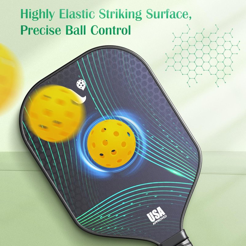 Pickleball Paddles Set of 2, USAPA Approved Fiberglass Pickle Ball Paddles with 4 Pickle Balls, Durable &Lightweight Racket for Beginners, Pros, Men, Women, Adults, Kids