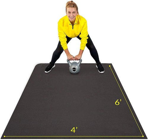 ActiveGear Large Exercise Mat for Home Workout | Workout Gym Flooring for Home Gym | Rubber Workout Mat - 6 x 4 ft Black