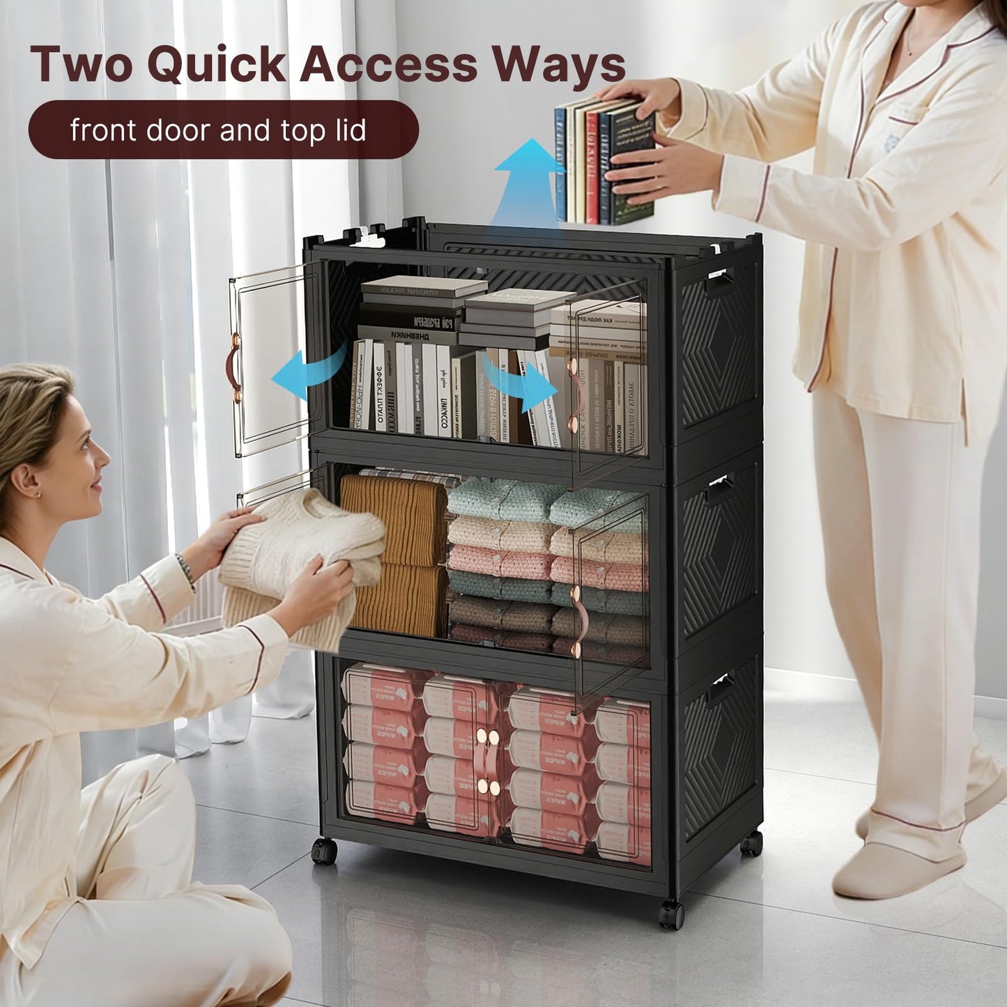 UAMFURI Stackable Storage Bins with Lids, 720QT Lockable Storage Cabinet