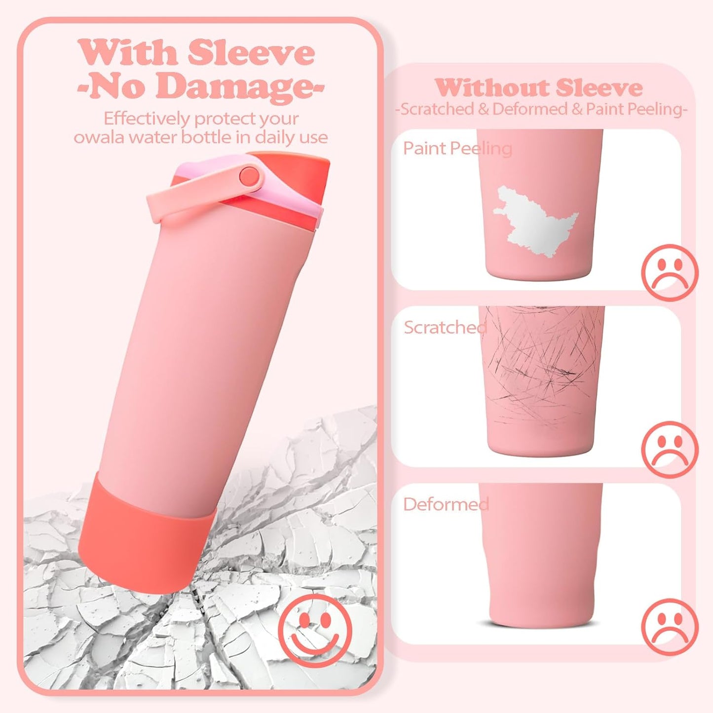Owala Silicone Boot for 30oz & 40oz FreeSip Sway Bottles - Non-Slip, Scratch-Resistant Stability | 12 Colors Available (Angel Food Cake Red)