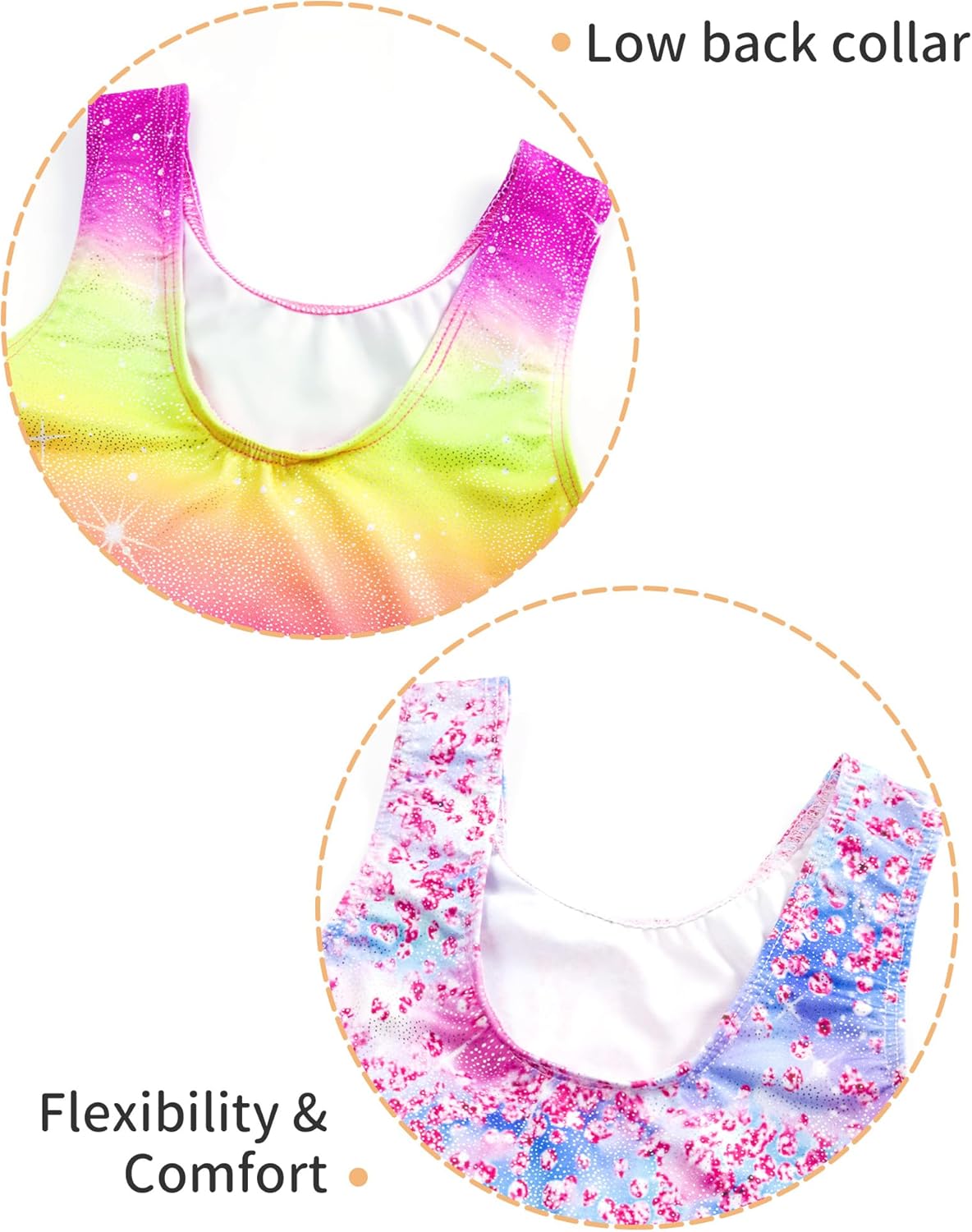 Skiennix Girls' Sparkly Gymnastics Leotard - Sleeveless Tumbling Unitard with Shorts | 2 Pack