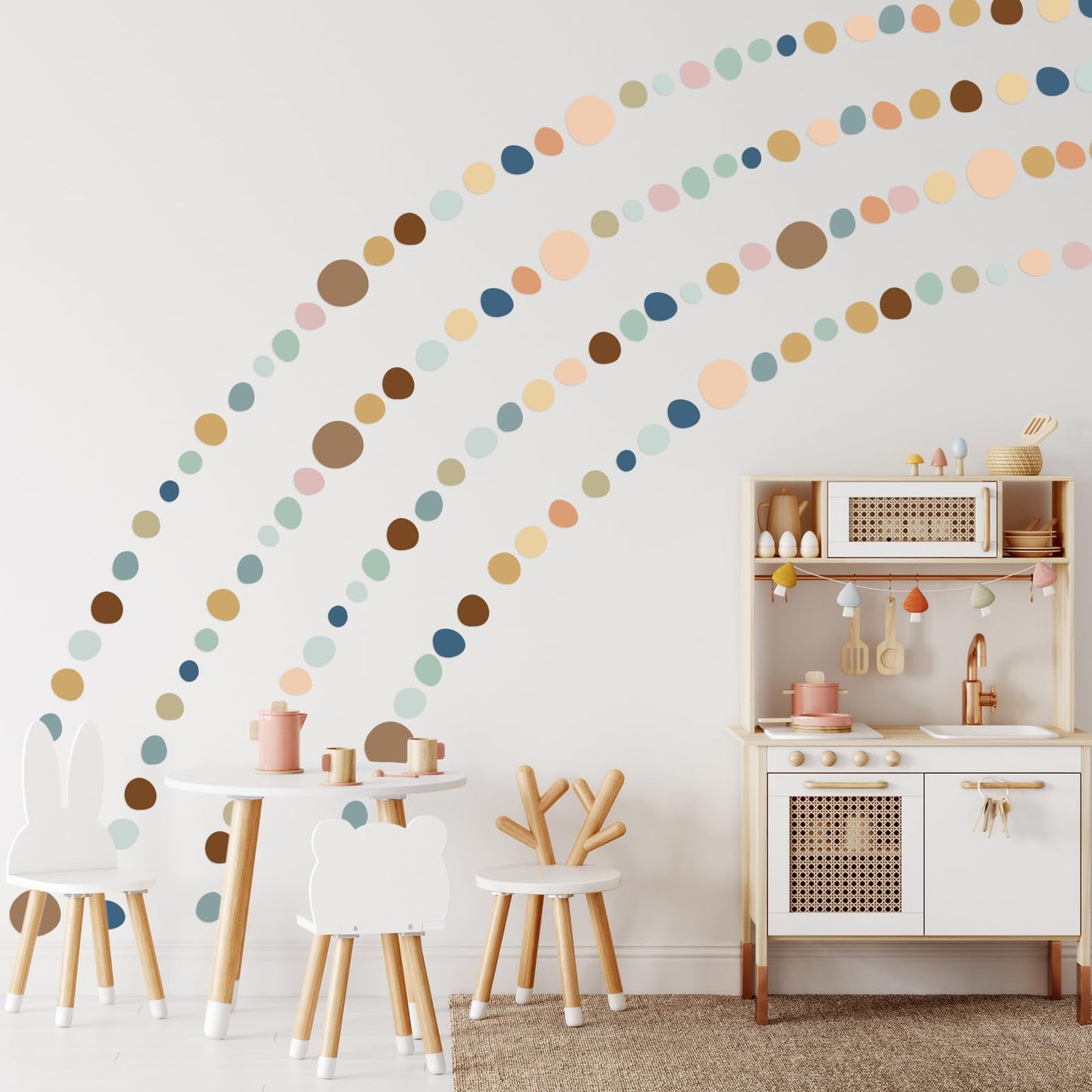 15 Sheet 300 Pcs Irregular Polka Dots Boho Wall Decal Terrazzo Playroom Bedroom Removable Modern Vinyl Boho Wall Stickers(Boho Color)